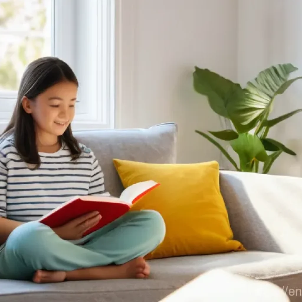 지열 냉난방 시스템 설치 후 고객 후기 분석 - **Prompt:** A cozy and perfectly temperate living room on a quiet afternoon. A mother is sitting on ...