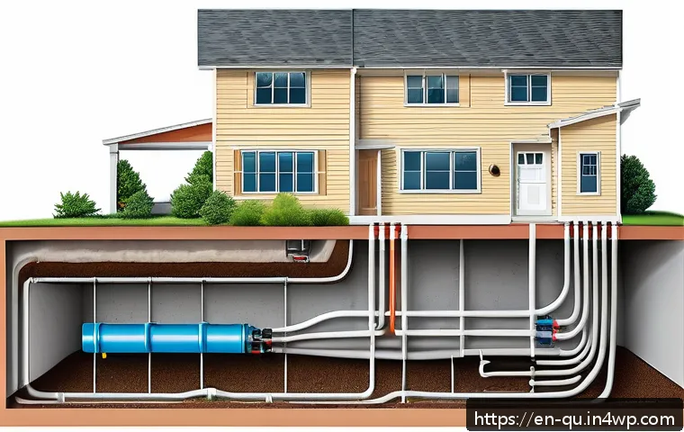 효율적인 지열 냉난방 시스템 운영 팁 - A detailed cross-sectional illustration of a modern geothermal heating and cooling system installed ...