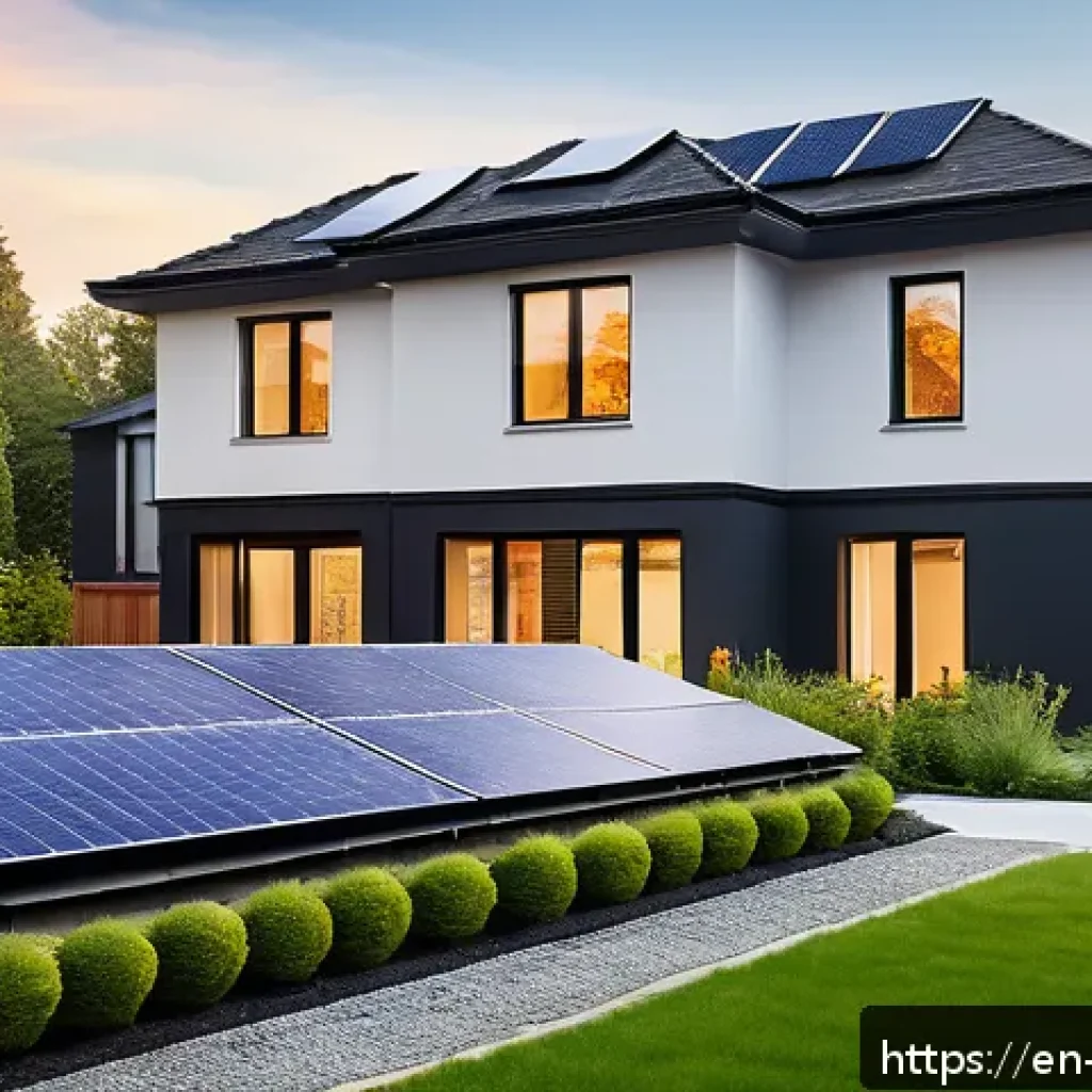 지열 냉난방 시스템의 시장 성장 전망 - A modern residential home exterior in a suburban neighborhood with a discreet geothermal HVAC system...